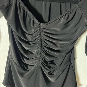 PrettyLittleThing Black Ruched Blouse